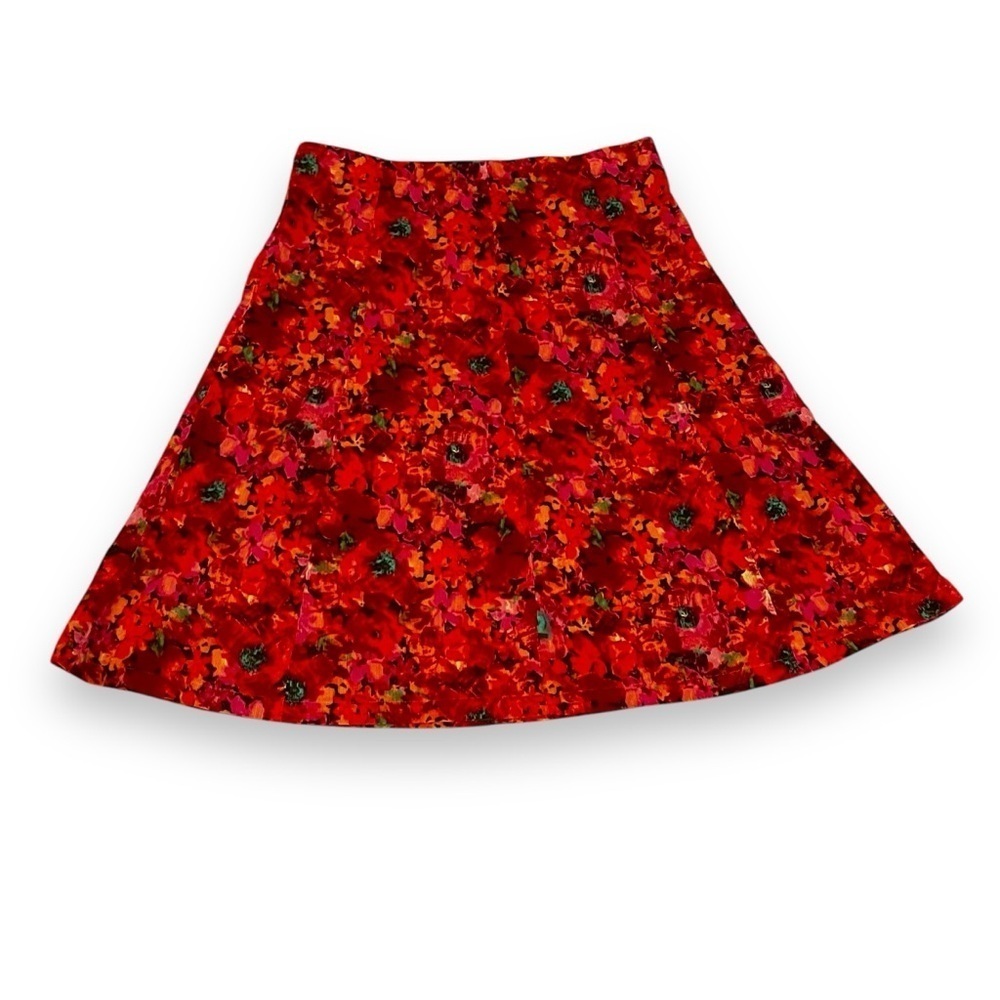 Eddie Bauer Corduroy Skirt size 10 Fall Floral A-line Flared Cotton Preppy Retro